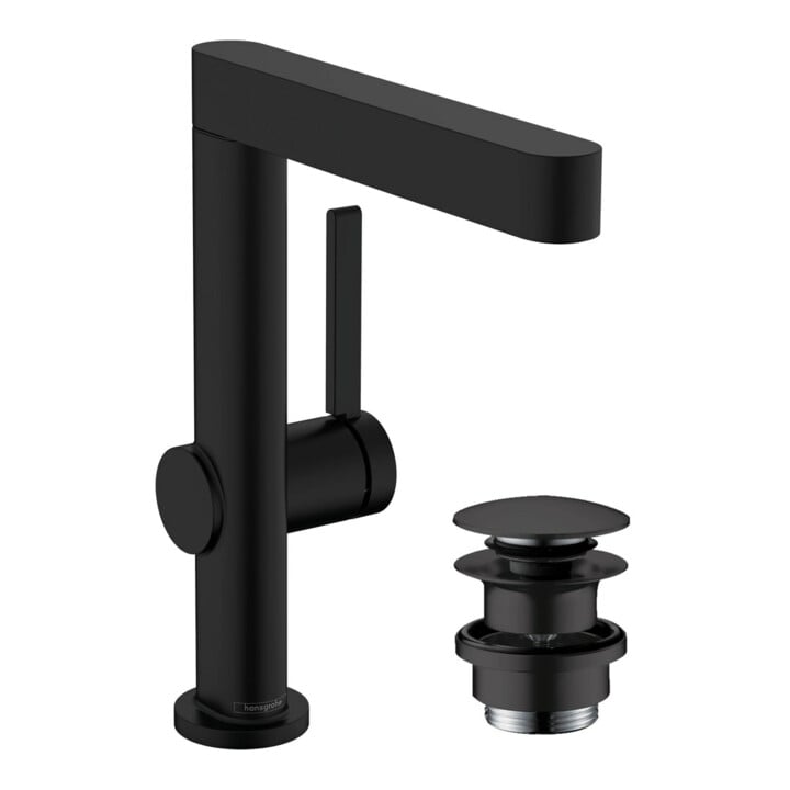 hansgrohe Mitigeur monocommande lavabo 230 Finoris avec bec pivotant, vidage push-open, noir mat