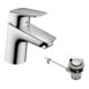 hansgrohe Mitigeur monocommande lavabo 70 Logis m avec garniture de vidage à tige métal, chrome