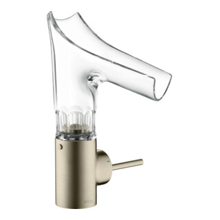 hansgrohe Mitigeur monocommande lavabo Axor Starck V 140 mm verre, sans vidage, chanfreinée, bec bas