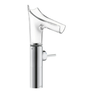hansgrohe Mitigeur monocommande lavabo Axor Starck V 220 mm, bec verre, vidage non verrouillable, chrome
