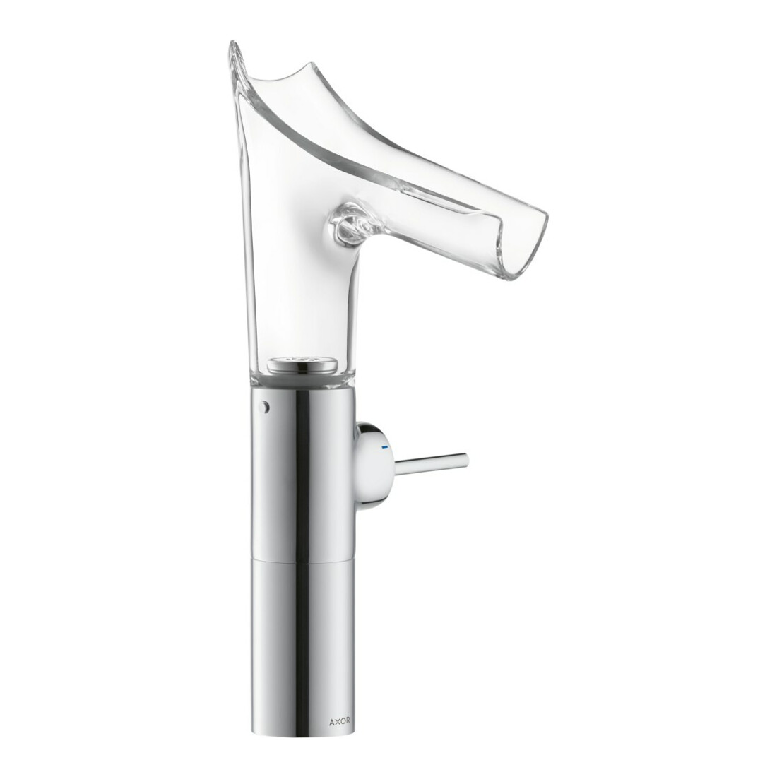 hansgrohe Mitigeur monocommande lavabo Axor Starck V 220 mm, bec verre, vidage non verrouillable, chrome