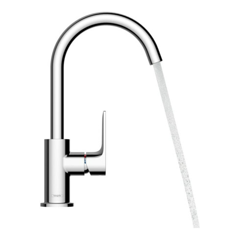 hansgrohe Mitigeur monocommande lavabo Rebris E 210 mm bec pivotant, tirette, chrome