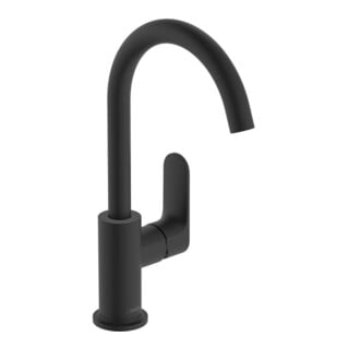 hansgrohe Mitigeur monocommande lavabo Rebris S 210 mm bec pivotant, tirette, mat noir