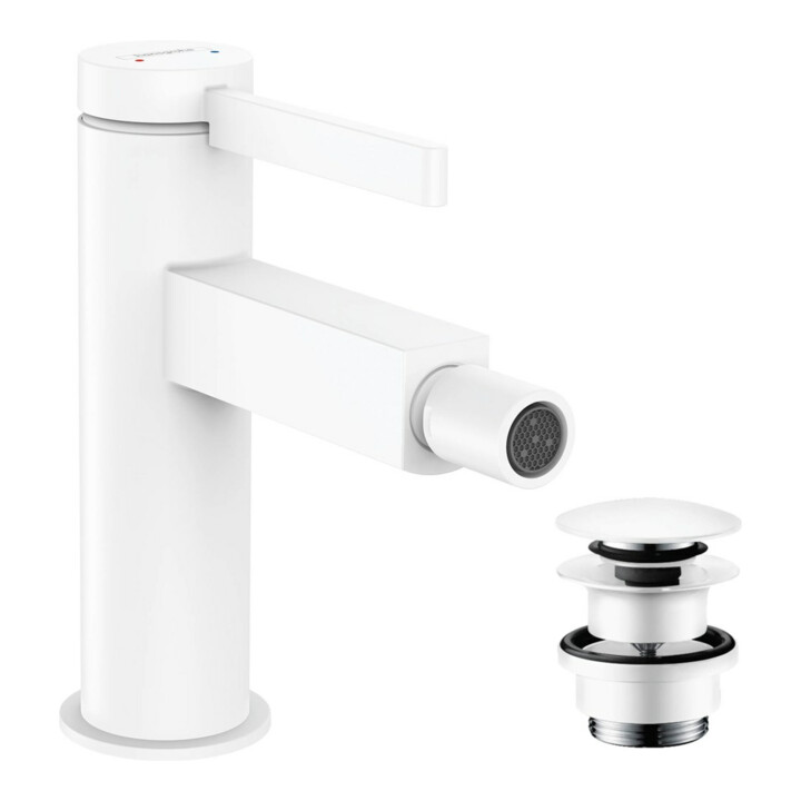hansgrohe Mitigeur monocommande pour bidet Finoris avec vidage Push-Open, blanc mat