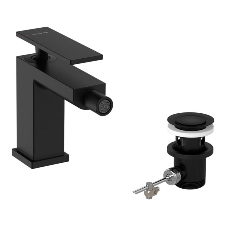 hansgrohe Mitigeur monocommande pour bidet Tecturis E, bec 149 mm, tirette, noir mat