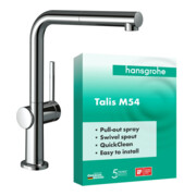 hansgrohe Mitigeur monocommande pour évier Talis M54-270, bec extractible, 1 jet, chrome-3