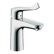 hansgrohe Mitigeur monocommande pour lavabo Focus 100 avec tirette, poignée confort extra-longue, chrome