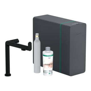 hansgrohe Mitigeur monotrou Aqittura M91 SodaSys 240, 1 an, Set de démarrage, noir mat