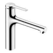 hansgrohe Mitigeur monotrou pour évier 160 Zesis M33 avec douchette extensible, 2 jets, chrome