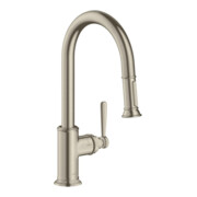 hansgrohe Mitigeur monotrou pour évier 180 Axor Montreux avec douchette extractible, nickel brossé