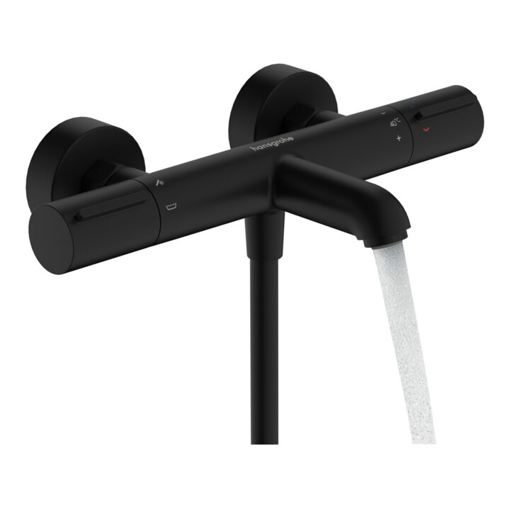 hansgrohe Mitigeur thermostatique baignoire Ecostat Element AP, sortie 177 mm, 1 utilisateur, noir mat