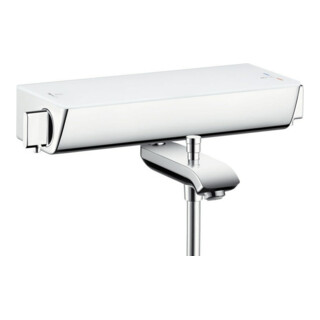 hansgrohe Mitigeur thermostatique baignoire Ecostat Select AP, 2 sorties, bec 193 mm, blanc/chrome