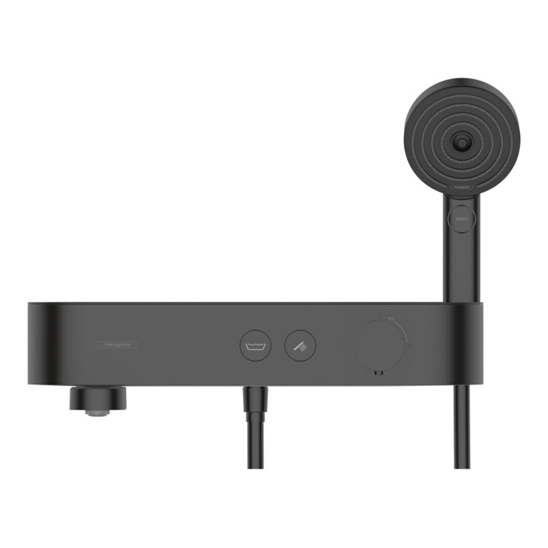 hansgrohe Mitigeur thermostatique baignoire ShowerTablet Sel. 400 412x115mm, AP, 2 sorties, noir mat