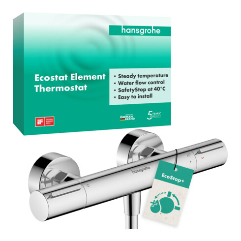 hansgrohe Mitigeur thermostatique de douche Ecostat Element apparent, 1 sortie, chrome