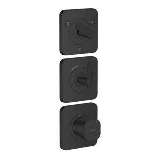 hansgrohe Module thermostat Axor Citterio C cubic cut, noir mat, encastré avec rosaces