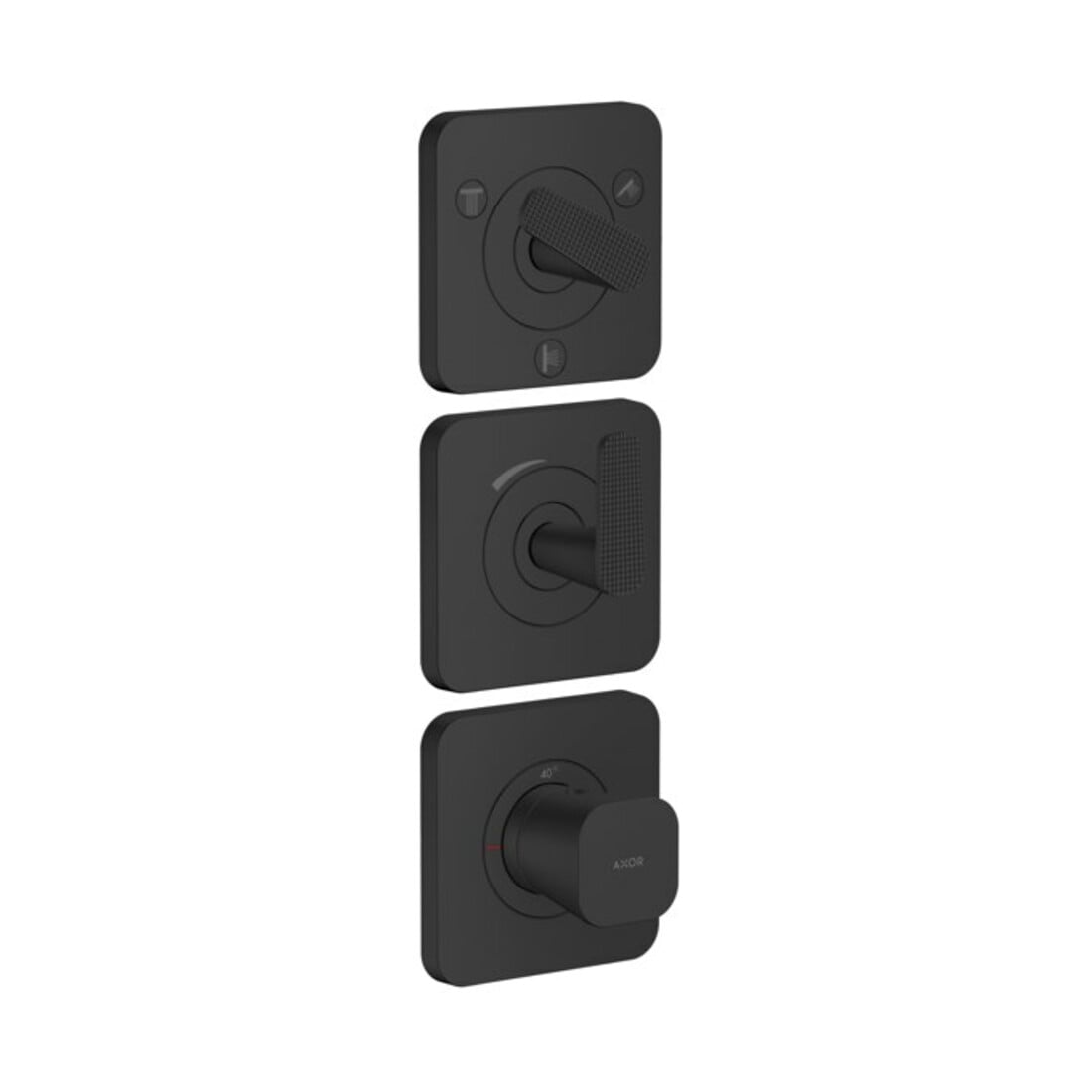 hansgrohe Module thermostat Axor Citterio C cubic cut, noir mat, encastré avec rosaces