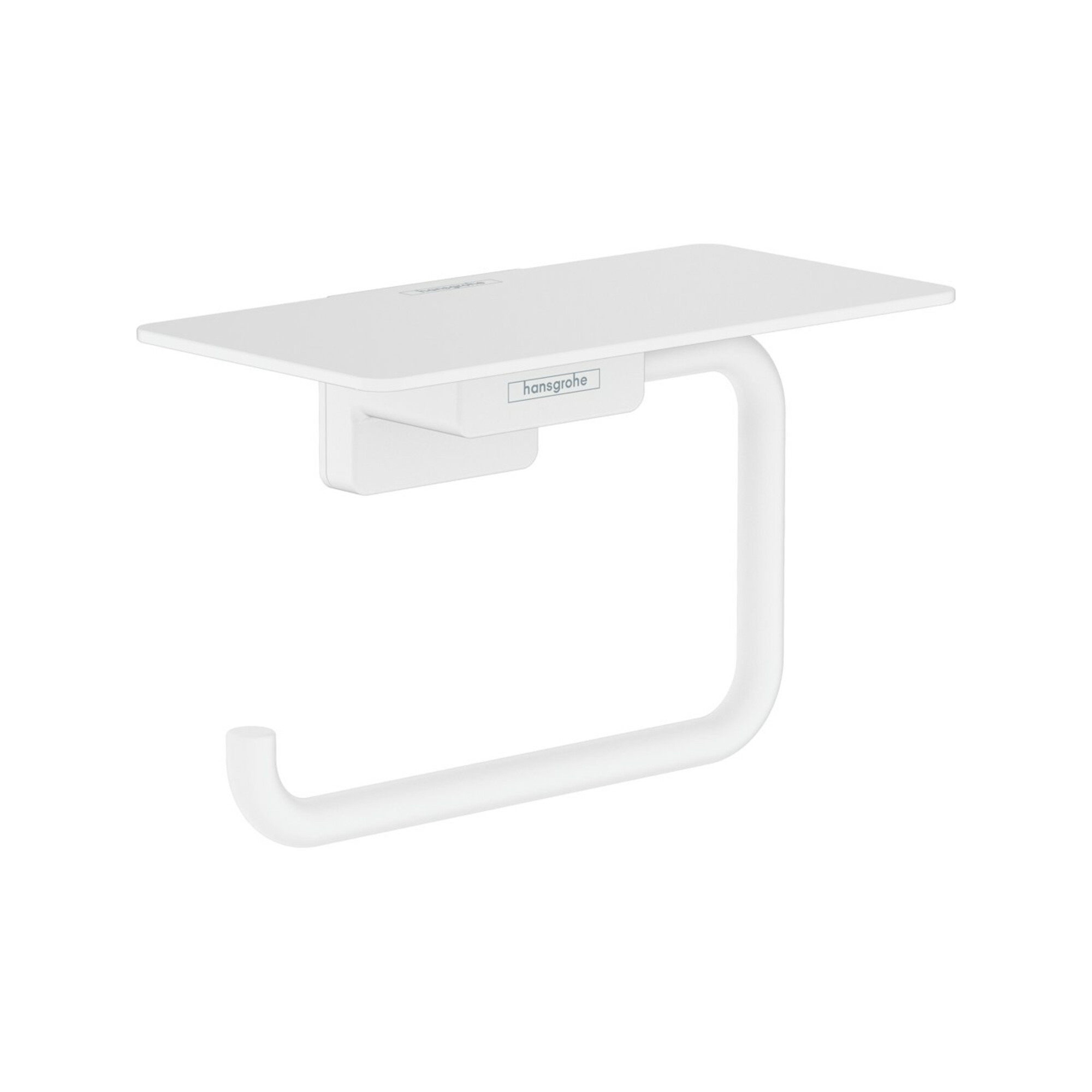 hansgrohe Papierrollenhalter AddStoris m Ablage, mattweiß, Wandmontage, Metall