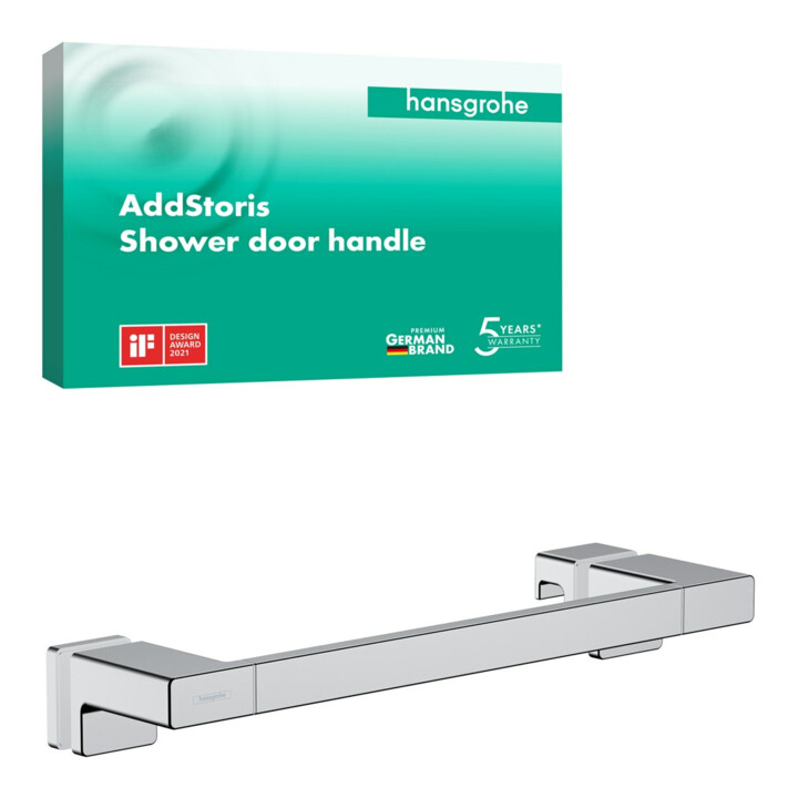 hansgrohe Poignée de porte de douche AddStoris L 398 mm, ép. verre 6-12 mm, métal, chromé