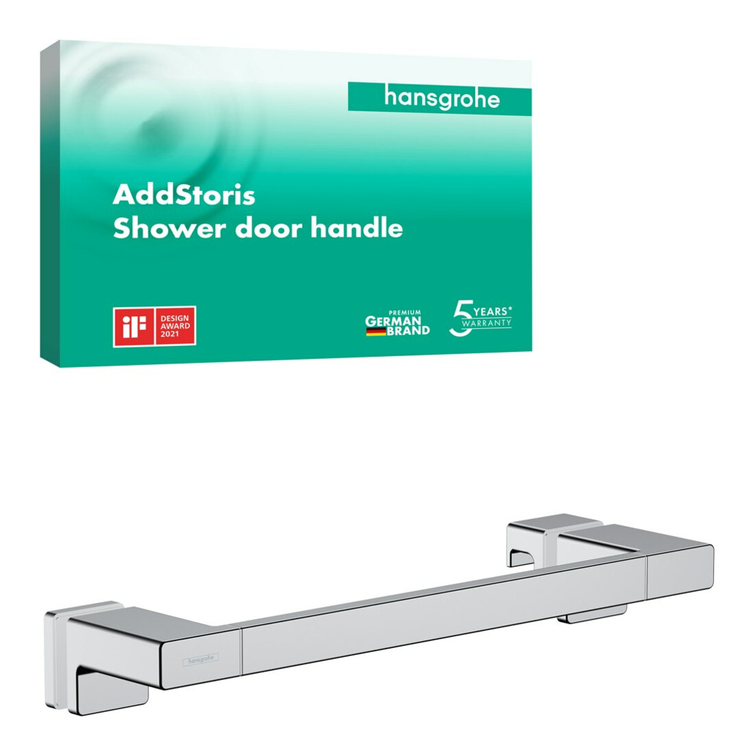 hansgrohe Poignée de porte de douche AddStoris L 398 mm, ép. verre 6-12 mm, métal, chromé