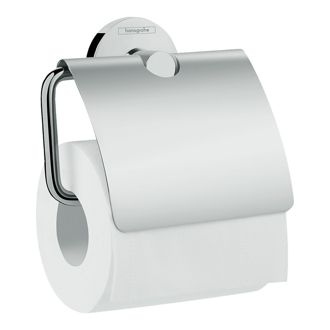 hansgrohe Porte-papier toilette Logis Uni avec couvercle, montage mural, laiton chromé