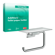 hansgrohe Porte-rouleau AddStoris avec tablette, chrome, montage mural, métal-4