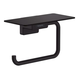 hansgrohe Porte-rouleau AddStoris m avec tablette, noir mat, fixation murale, métal