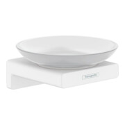 hansgrohe Porte-savon AddStoris mural, insertion verre mat, métal, blanc-mat