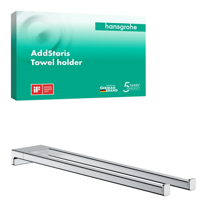 hansgrohe Porte-serviettes AddStoris L 445 mm, 2 bras, fixation murale, métal, chrome