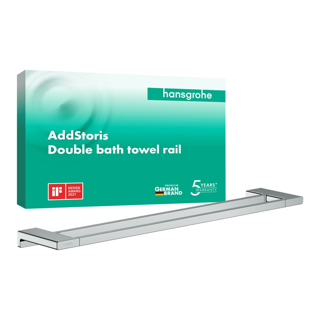 hansgrohe Porte-serviettes AddStoris L 648 mm, double, mural, métal, chrome