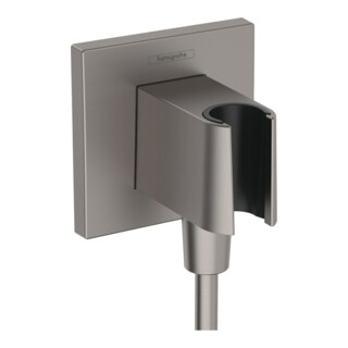 hansgrohe Raccord mural Fixfit E angle, avec support de douche, chrome noir brossé