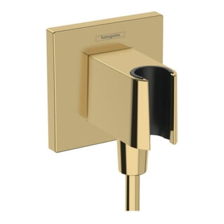hansgrohe Raccord mural Fixfit E angle, avec support de douche, or poli