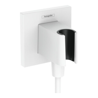 hansgrohe Raccord mural Fixfit E carré, avec support de douche, blanc mat