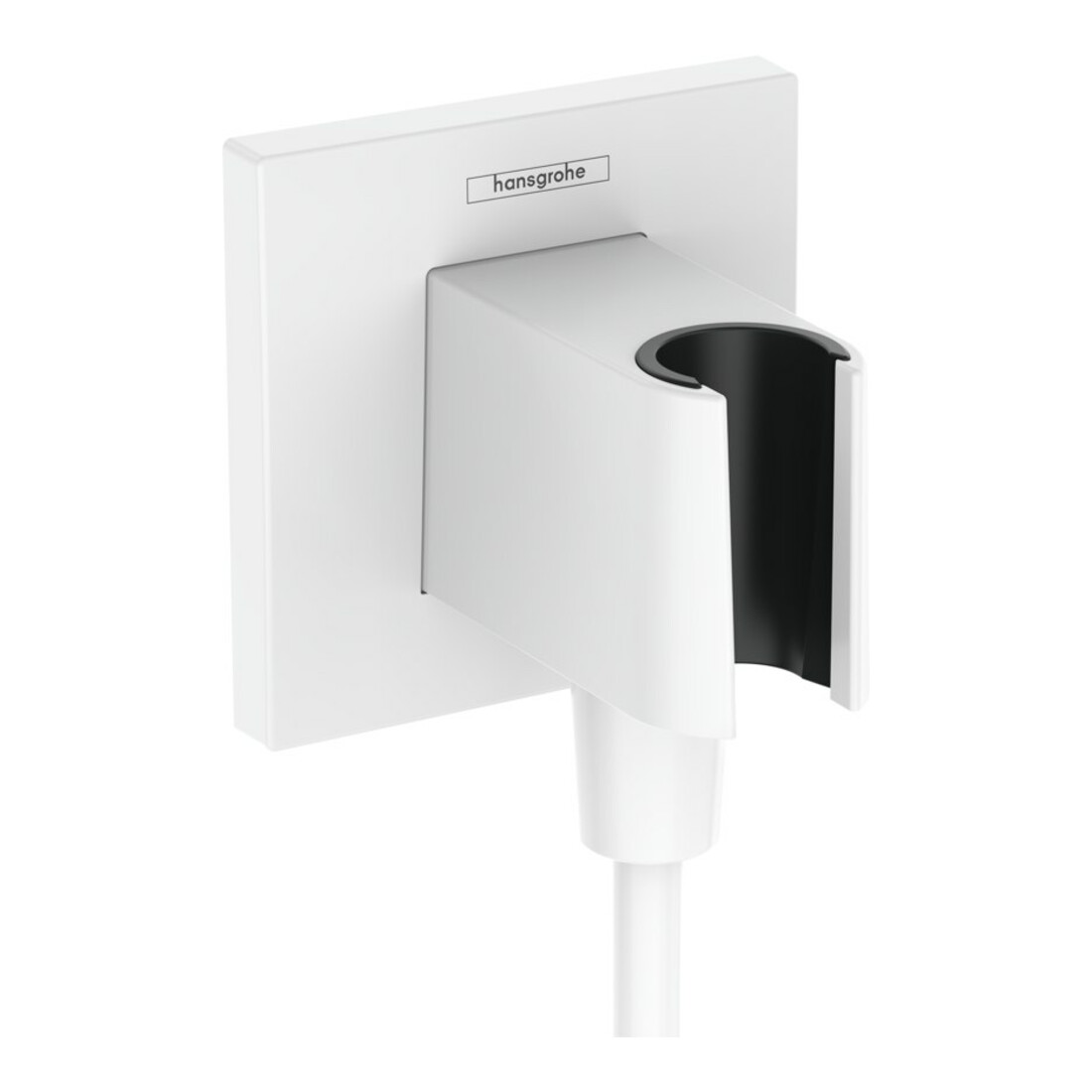hansgrohe Raccord mural Fixfit E carré, avec support de douche, blanc mat