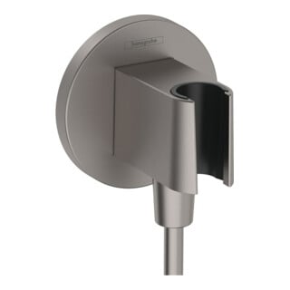 hansgrohe Raccord mural Fixfit S rd, avec support de douche, chrome noir brossé
