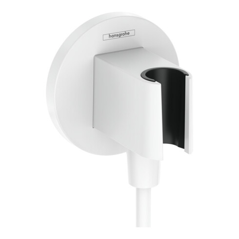 hansgrohe Raccord mural Fixfit S rond, avec support de douche, blanc mat