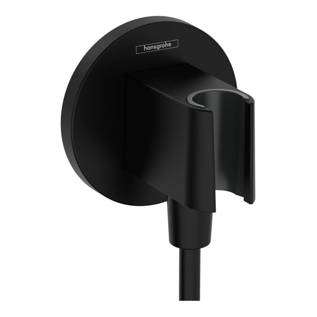 hansgrohe Raccord mural Fixfit S rond, avec support de douche, noir mat