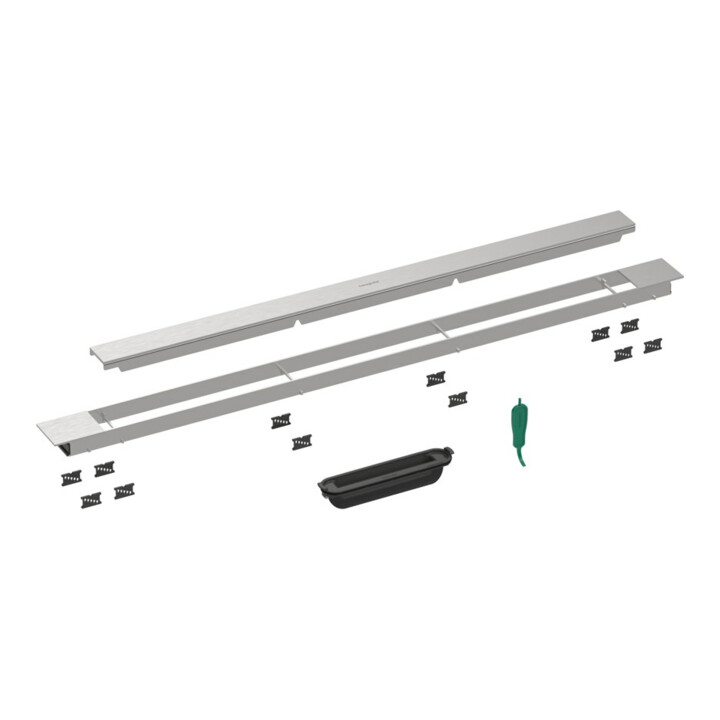 hansgrohe RainDrain Match + Siphon de douche 900 mm, noir mat, kit complet