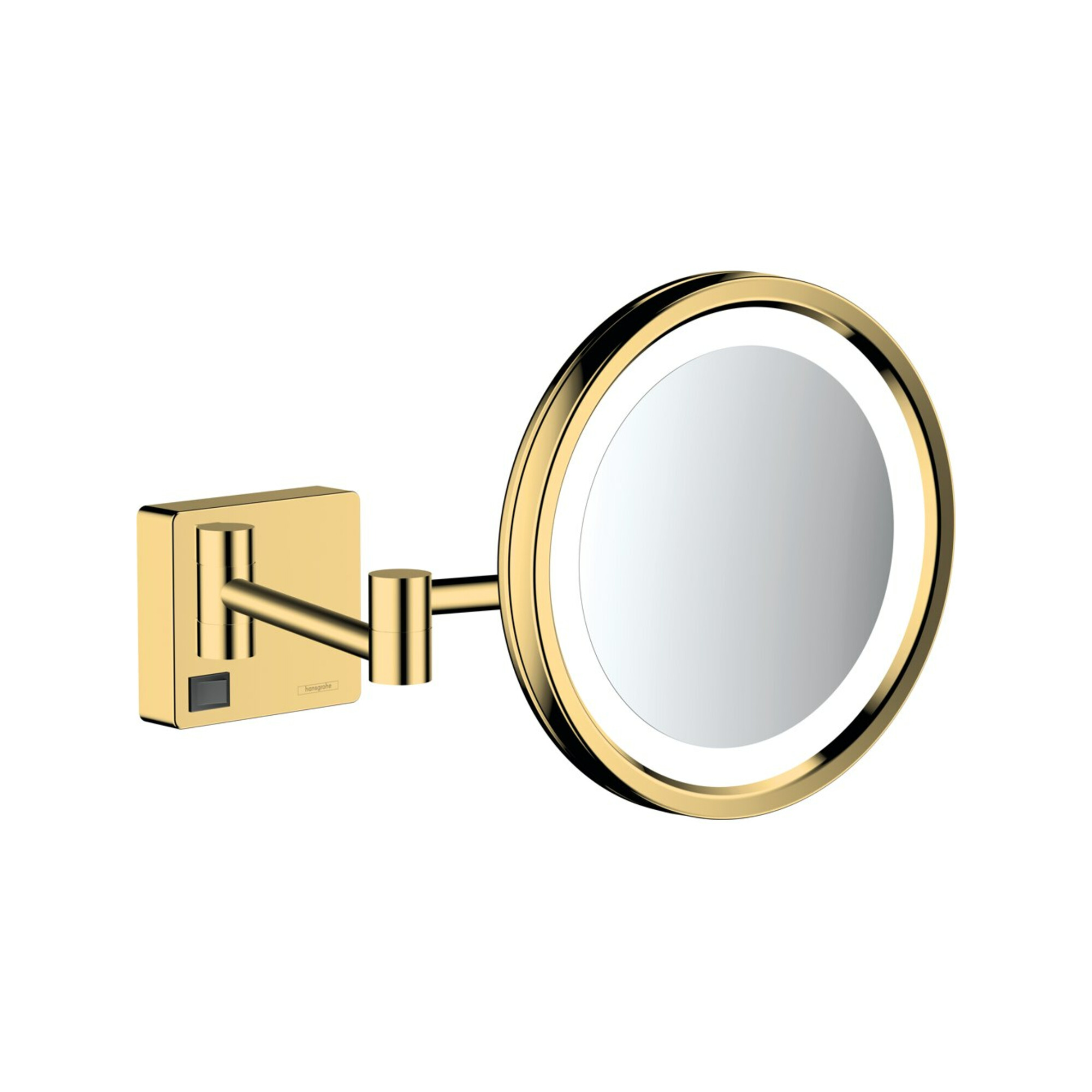 hansgrohe Rasierspiegel AddStoris m LED, Wandmontage, polished gold optic