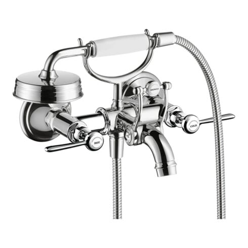 hansgrohe Robinet de cuisine deux poignées Axor Montreux AP, bec 224 mm, levier, nickel brossé
