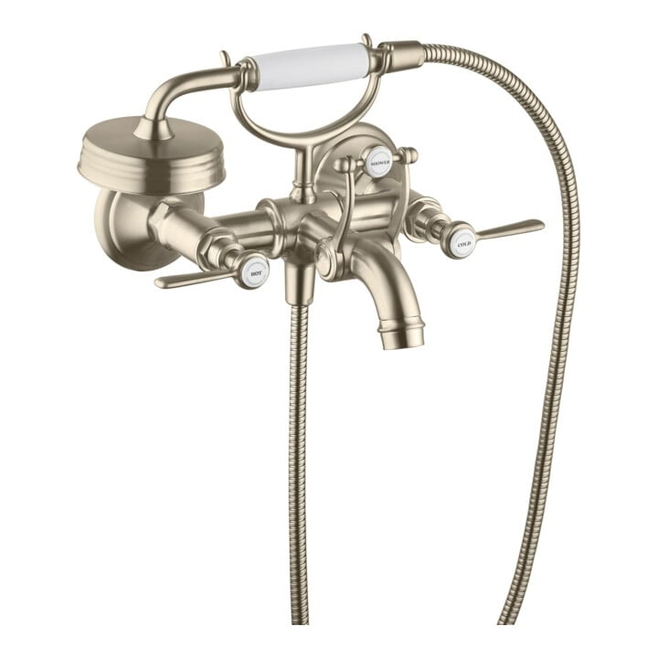 hansgrohe Robinet de cuisine deux poignées Axor Montreux AP, bec 224 mm, levier, nickel brossé