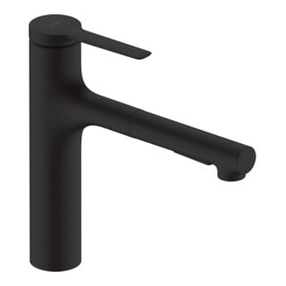 hansgrohe Robinet de cuisine monocommande Zesis M33, longueur de sortie jusqu'à 600 mm, noir mat