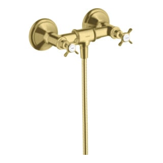 hansgrohe Robinet de douche à deux poignées Axor Montreux AP, 1 jet, avec poignées croisées, laiton brossé
