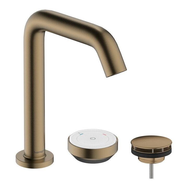 hansgrohe Robinet de lavabo 2 trous Tecturis S avec garniture vidage, CoolStart, bronze brossé