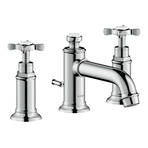 hansgrohe Robinet de lavabo 3 trous 30 Axor Montreux A 143 mm, avec croix, tirette, sans bec