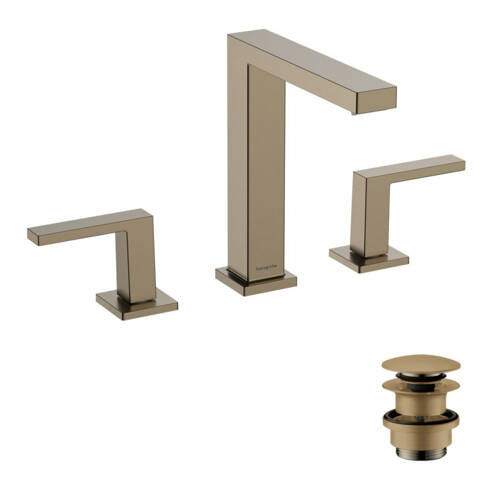 hansgrohe Robinet de lavabo 3 trous Tecturis E m vidage push-open, bronze brossé