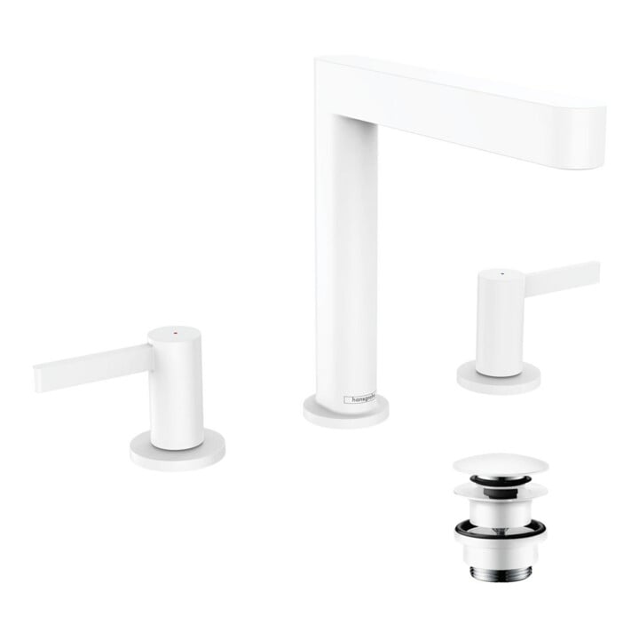 hansgrohe Robinet lavabo 3 trous 160 Finoris avec vidage push-open, blanc mat