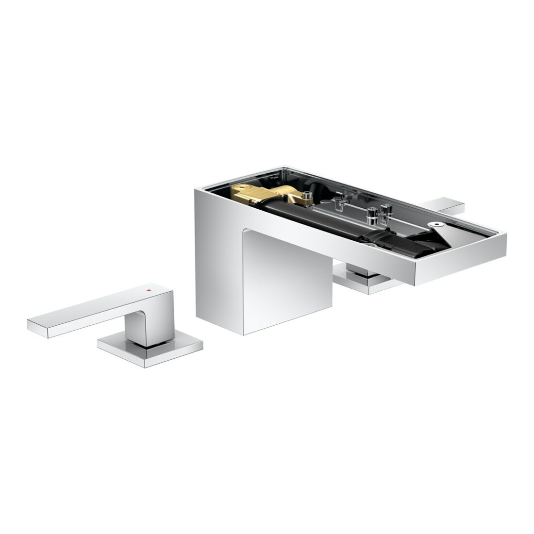 hansgrohe Robinet lavabo 3 trous 70 Axor MyEdition A 151 mm, avec vidage poussoir, sans plaque, chrome