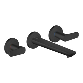 hansgrohe Robinet lavabo 3 trous Axor Citterio C o S, mat noir, encastré mural, bec 193 mm