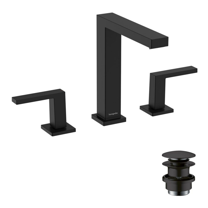hansgrohe Robinet lavabo 3 trous Tecturis E m avec vidage push-open, noir mat