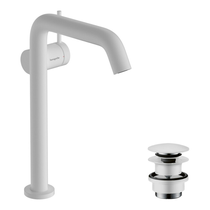 hansgrohe Robinet lavabo monocommande Tecturis S bec 167 mm, vidage push-open, blanc mat